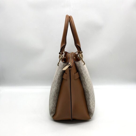 Michael Kors Acorn & Vanilla Coated Canvas Rochelle Satchel Bag - Picture 4 of 11